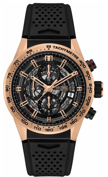 (image for) Tag Heuer Carrera Heuer 01 CAR205B.FT6087 Automatic Skeleton Chronograph Rose Gold Replica watch